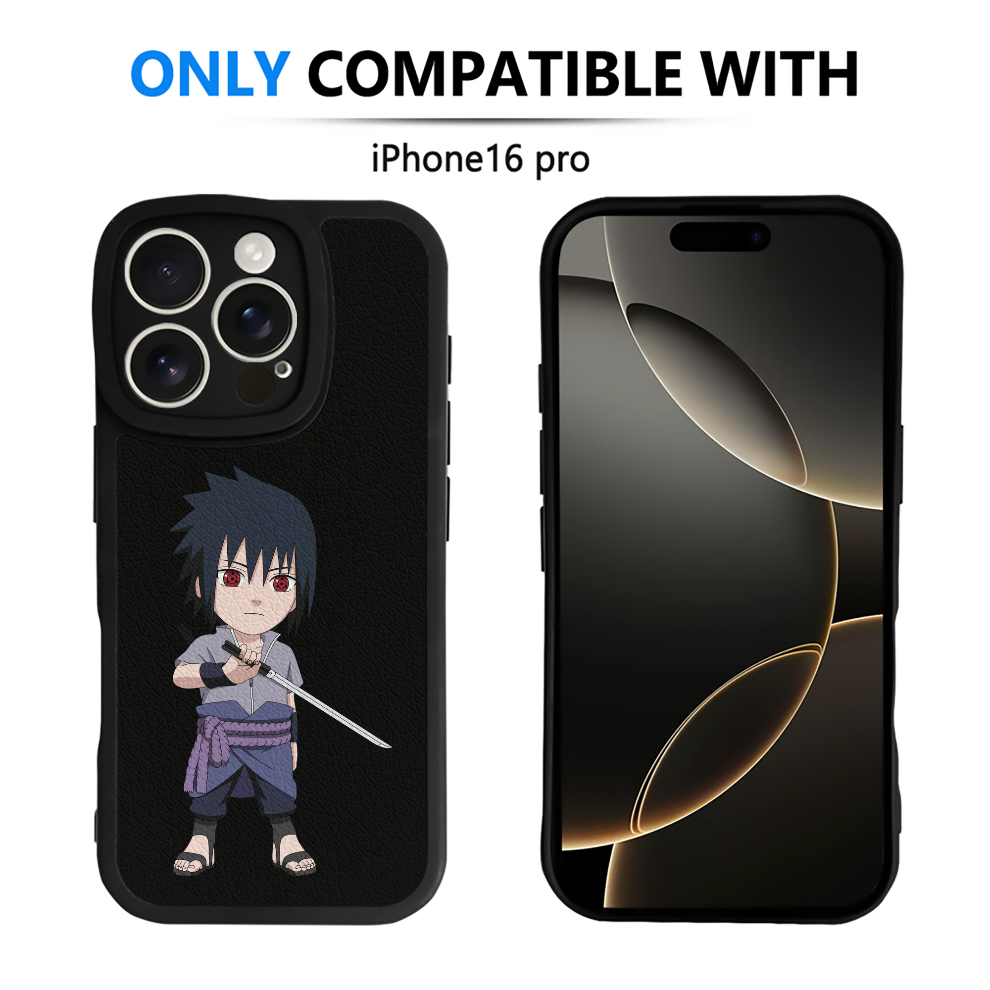 （画像用） NARUTO -ナルト- うちは サスケ Uchiha Sasuke 【iPhone 16シリーズ対応】シリコンスマホケース（レザー調） 材質：シリコン